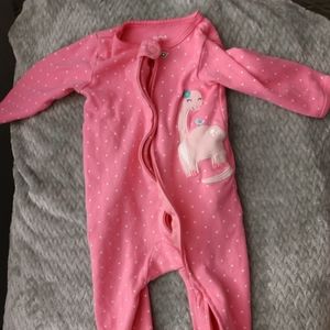 3/$10 Carter's 6 month pink dinosaur footed pajama